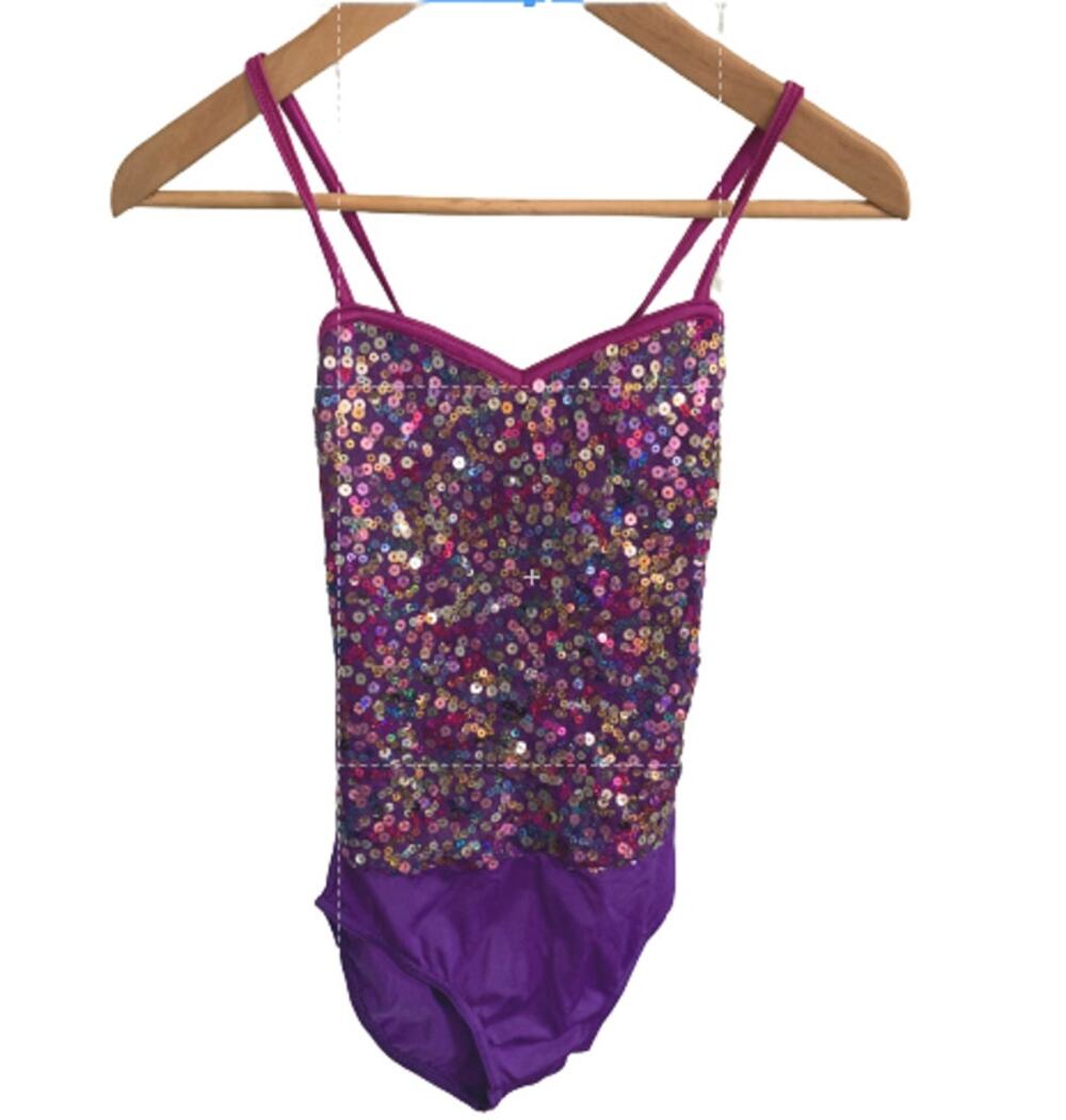 Costume Gallery Vintage Unitards Sequin Child Dance Wear Purple Multicolor Large